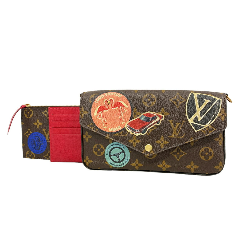 Louis Vuitton Monogram Pochette Felice M62145 Brown Women's Wallet/Shoulder W...